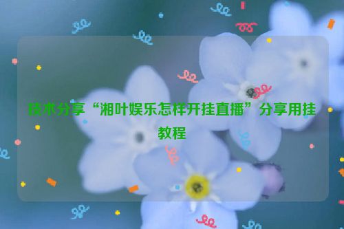 技术分享“湘叶娱乐怎样开挂直播”分享用挂教程