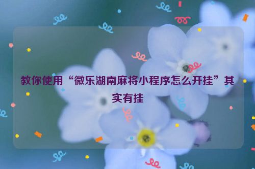 教你使用“微乐湖南麻将小程序怎么开挂”其实有挂
