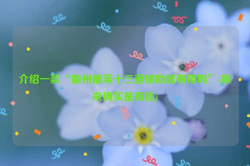 介绍一款“衢州都莱十三道辅助器有用吗”(原来确实是有挂)