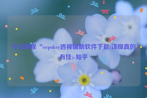 今日教程“wepoker透视辅助软件下载(详细真的有挂)-知乎