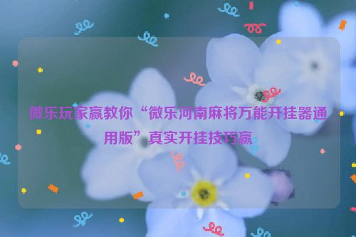 微乐玩家赢教你“微乐河南麻将万能开挂器通用版”真实开挂技巧赢