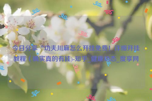 今日分享“功夫川麻怎么开挂免费！详细开挂教程（确实真的有挂)-知乎_健康动态_度享网
