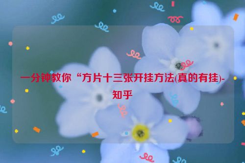 一分钟教你“方片十三张开挂方法(真的有挂)-知乎