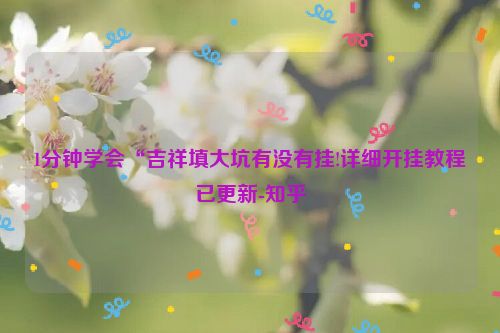 1分钟学会“吉祥填大坑有没有挂!详细开挂教程已更新-知乎