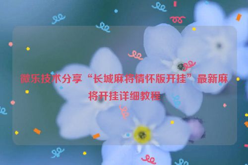 微乐技术分享“长城麻将情怀版开挂”最新麻将开挂详细教程
