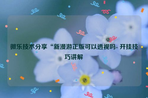 微乐技术分享“新漫游正版可以透视吗- 开挂技巧讲解