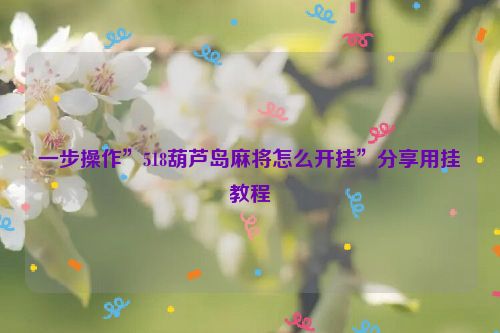 一步操作”518葫芦岛麻将怎么开挂”分享用挂教程