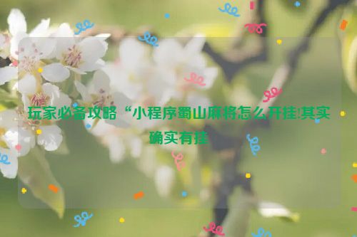玩家必备攻略“小程序蜀山麻将怎么开挂!其实确实有挂
