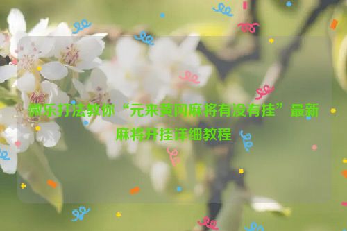 微乐打法教你“元来黄冈麻将有没有挂”最新麻将开挂详细教程
