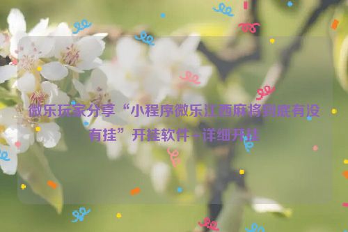 微乐玩家分享“小程序微乐江西麻将到底有没有挂”开挂软件+详细开挂