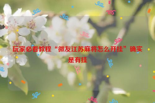 玩家必看教程“微友江苏麻将怎么开挂”确实是有挂