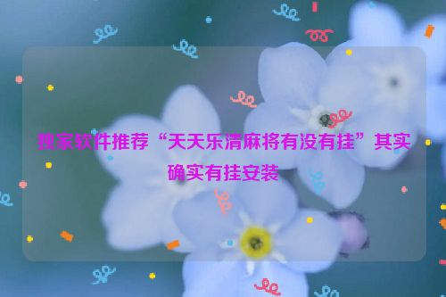 独家软件推荐“天天乐清麻将有没有挂”其实确实有挂安装