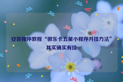 安装程序教程“微乐卡五星小程序开挂方法”其实确实有挂