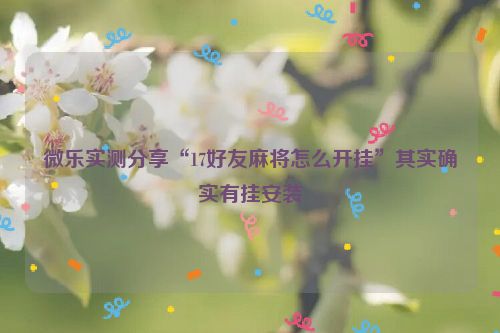 微乐实测分享“17好友麻将怎么开挂”其实确实有挂安装