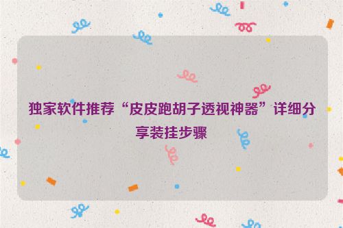 独家软件推荐“皮皮跑胡子透视神器”详细分享装挂步骤