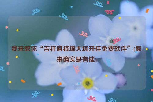 我来教你“吉祥麻将填大坑开挂免费软件”(原来确实是有挂)