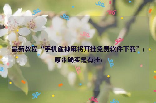 最新教程“手机雀神麻将开挂免费软件下载”(原来确实是有挂)