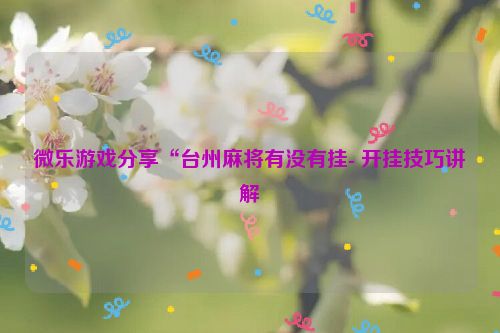 微乐游戏分享“台州麻将有没有挂- 开挂技巧讲解