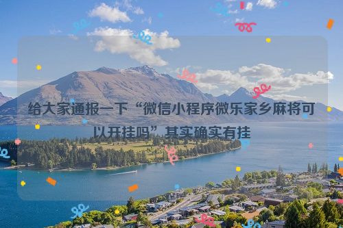 给大家通报一下“微信小程序微乐家乡麻将可以开挂吗”其实确实有挂