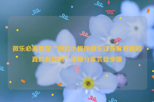 微乐必赢教你“微信小程序微乐江苏麻将真的真的有挂吗”详细分享装挂步骤