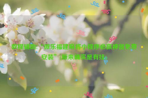 教程辅助!“微乐福建麻将小程序必赢神器免费安装”(原来确实是有挂)