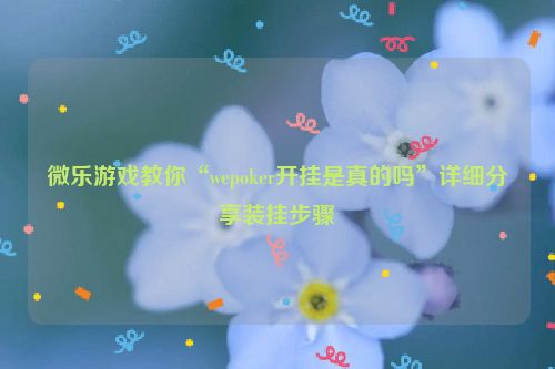 微乐游戏教你“wepoker开挂是真的吗”详细分享装挂步骤