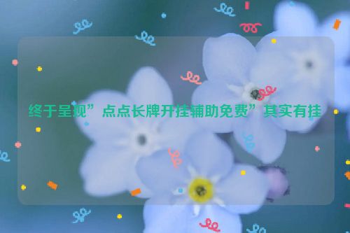 终于呈现”点点长牌开挂辅助免费”其实有挂