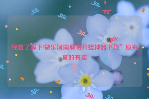 经验了解下!微乐河南麻将开挂神器下载”原来真的有挂