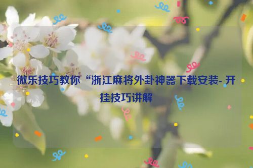 微乐技巧教你“浙江麻将外卦神器下载安装- 开挂技巧讲解