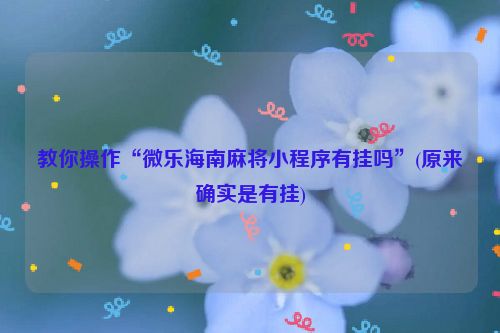 教你操作“微乐海南麻将小程序有挂吗”(原来确实是有挂)