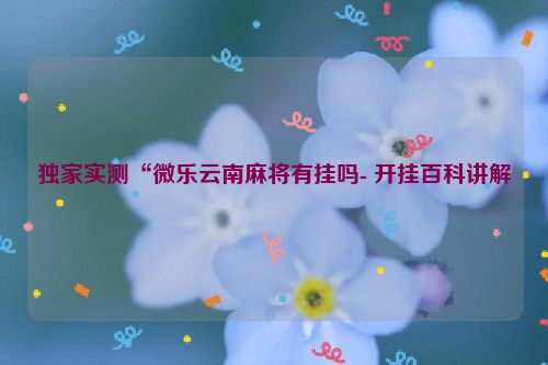 独家实测“微乐云南麻将有挂吗- 开挂百科讲解