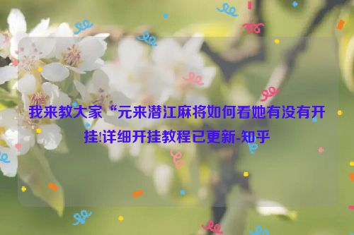 我来教大家“元来潜江麻将如何看她有没有开挂!详细开挂教程已更新-知乎