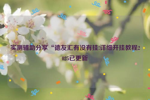 实测辅助分享“德友汇有没有挂!详细开挂教程2025已更新