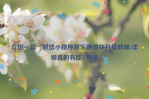 介绍一款“微信小程序微乐跑得快开挂教程(详细真的有挂)-知乎