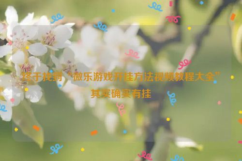 终于找到“微乐游戏开挂方法视频教程大全”其实确实有挂
