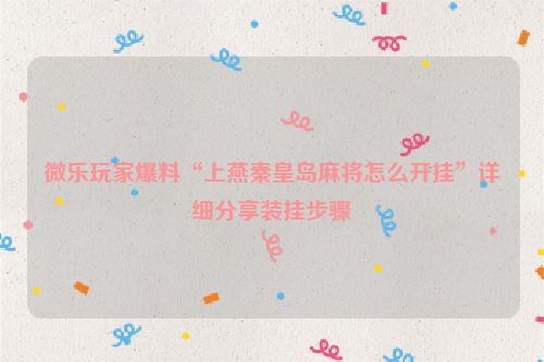 微乐玩家爆料“上燕秦皇岛麻将怎么开挂”详细分享装挂步骤