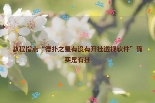 教程指点“德扑之星有没有开挂透视软件”确实是有挂