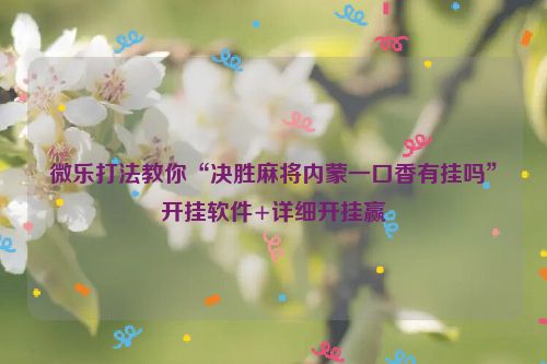 微乐打法教你“决胜麻将内蒙一口香有挂吗”开挂软件+详细开挂赢