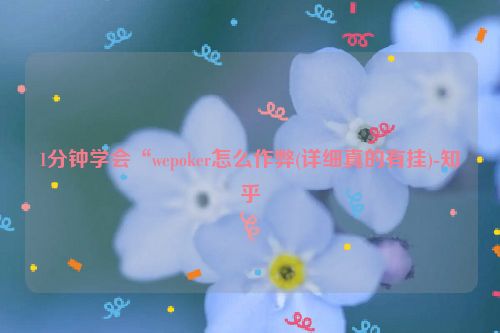 1分钟学会“wepoker怎么作弊(详细真的有挂)-知乎