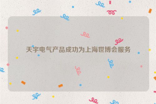 天宇电气产品成功为上海世博会服务