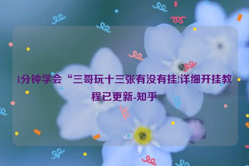1分钟学会“三哥玩十三张有没有挂!详细开挂教程已更新-知乎