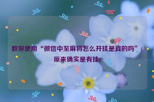 教你使用“微信中至麻将怎么开挂是真的吗”(原来确实是有挂)