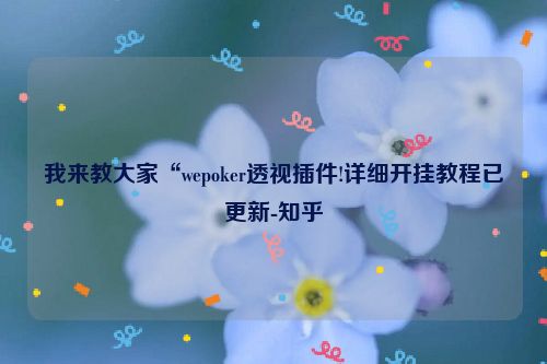 我来教大家“wepoker透视插件!详细开挂教程已更新-知乎
