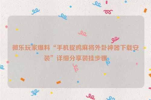 微乐玩家爆料“手机捉鸡麻将外卦神器下载安装”详细分享装挂步骤