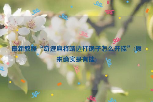 最新教程“奇迹麻将靖边打锅子怎么开挂”(原来确实是有挂)