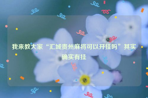 我来教大家“汇城贵州麻将可以开挂吗”其实确实有挂