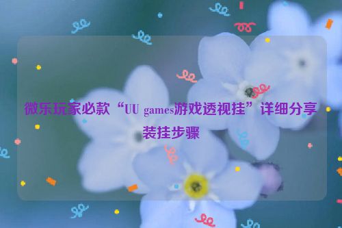 微乐玩家必款“UU games游戏透视挂”详细分享装挂步骤