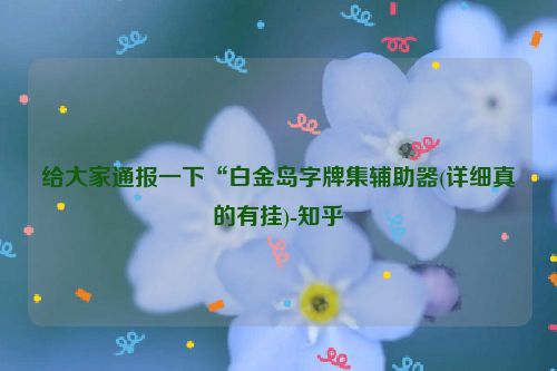 给大家通报一下“白金岛字牌集辅助器(详细真的有挂)-知乎