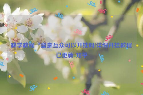 教学教程“皇豪互众可以开挂吗!详细开挂教程已更新-知乎