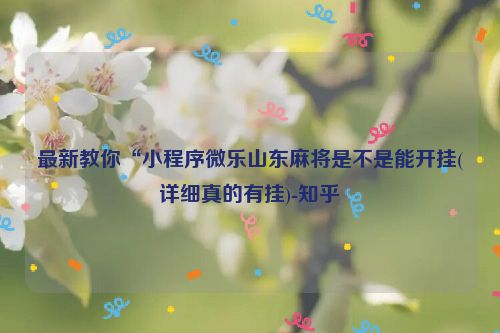 最新教你“小程序微乐山东麻将是不是能开挂(详细真的有挂)-知乎